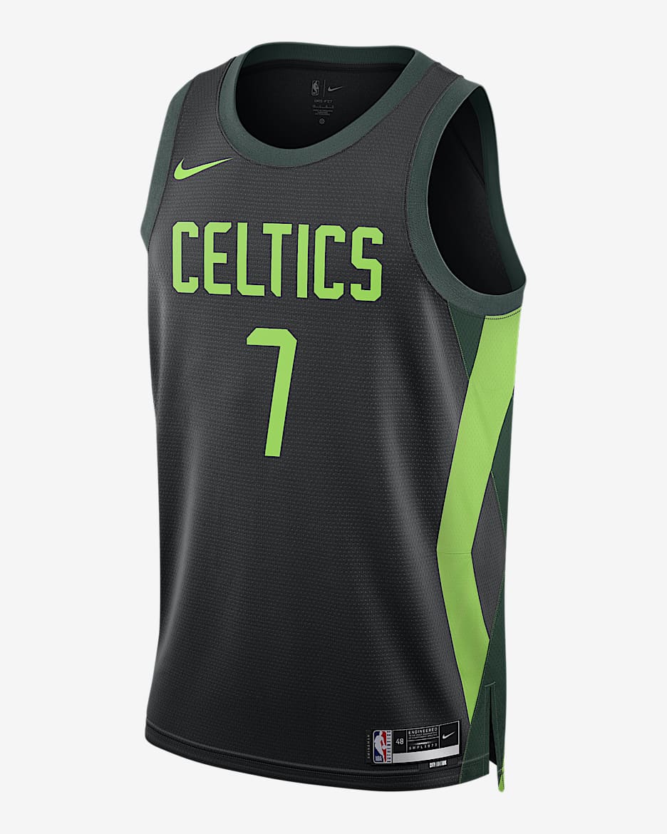 Jaylen Brown Boston Celtics 2024/25 City Edition Men's Nike Dri-FIT NBA Swingman Jersey - Black/Pro Green/Action Green