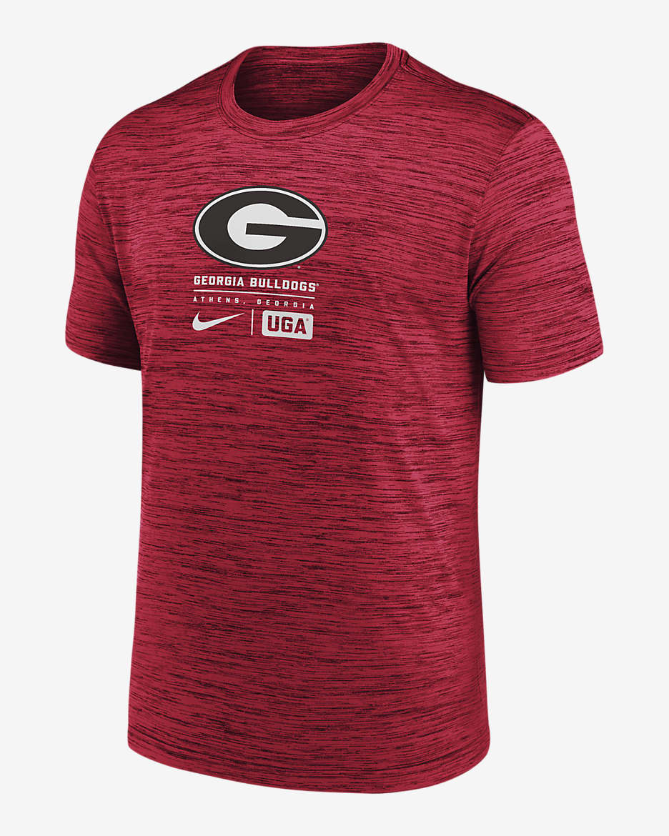 Playera universitaria Nike Dri-FIT para hombre Georgia Bulldogs Campus Center Block Velocity - Rojo