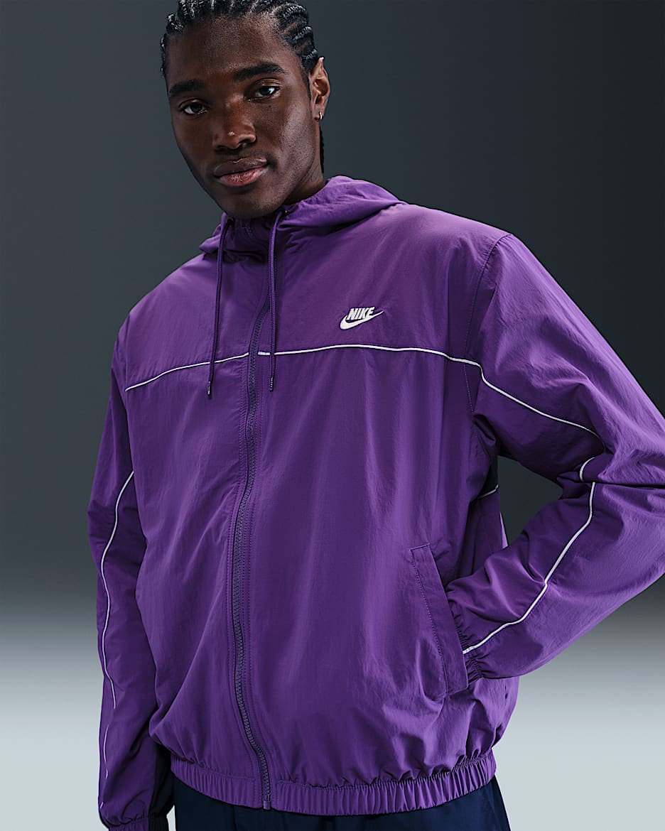 Nike Club Men's Hooded Jacket - Wild Grape/Obsidian/Ghost/White