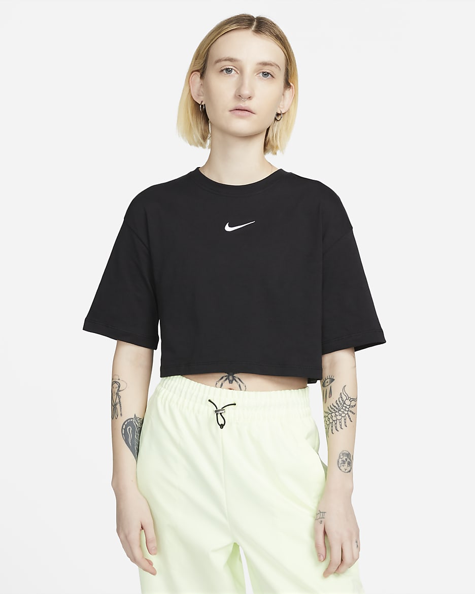 Nike Sportswear Women's Cropped T-Shirt - Black/White