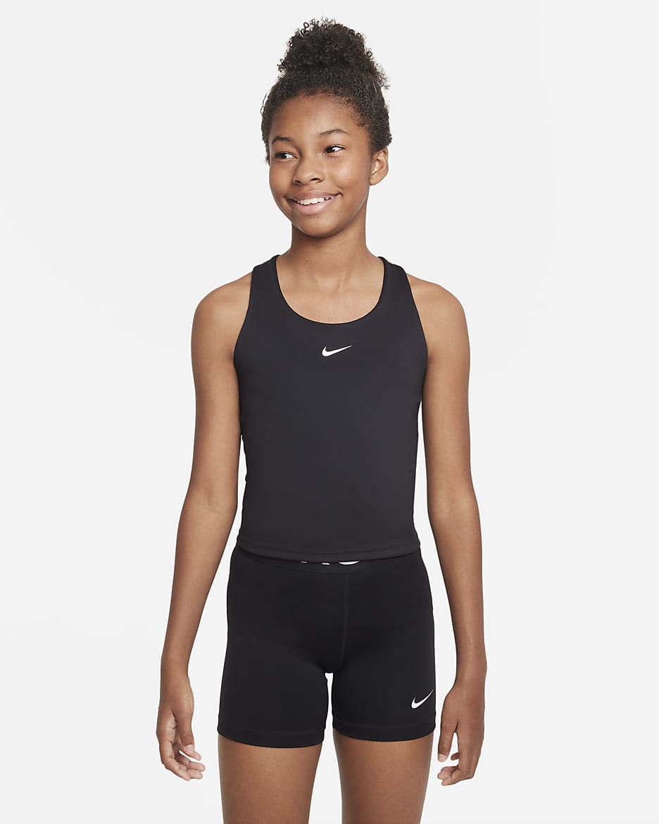 Nike Swoosh Older Kids' (Girls') Tank Sports Bra - Black/White
