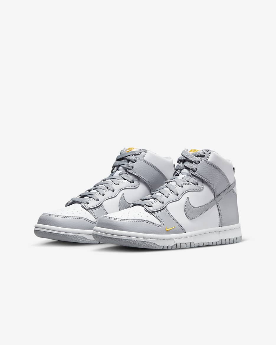 Boty Nike Dunk High Next Nature pro větší děti - Wolf Grey/Bílá/University Gold/Wolf Grey