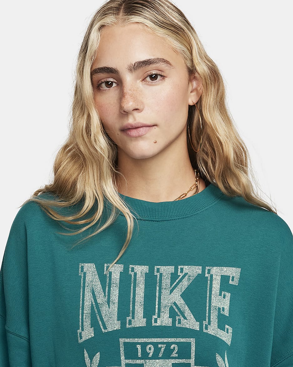 Nike Sportswear Women's Oversized Fleece Crew-Neck Sweatshirt - Geode Teal