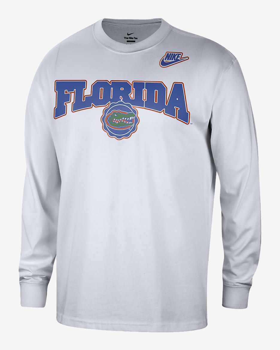 Florida Max90 Men's Nike College Crew-Neck Long-Sleeve T-Shirt - White
