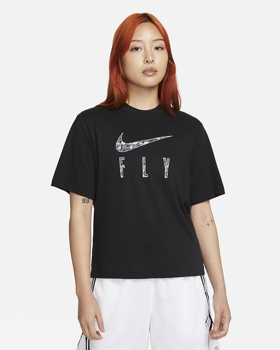 เสื้อยืดผู้หญิง Nike Dri-FIT Swoosh Fly - ดำ