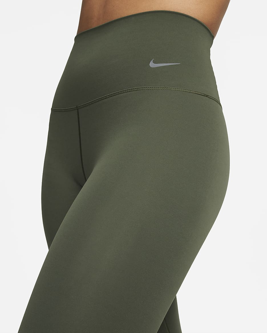 Nike Zenvy leggings i full lengde med lett støtte og høyt liv til dame - Cargo Khaki/Svart