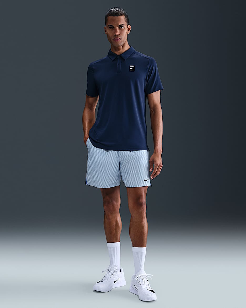 NikeCourt Victory Men's Dri-FIT 7" Tennis Shorts - Celestine Blue/Black