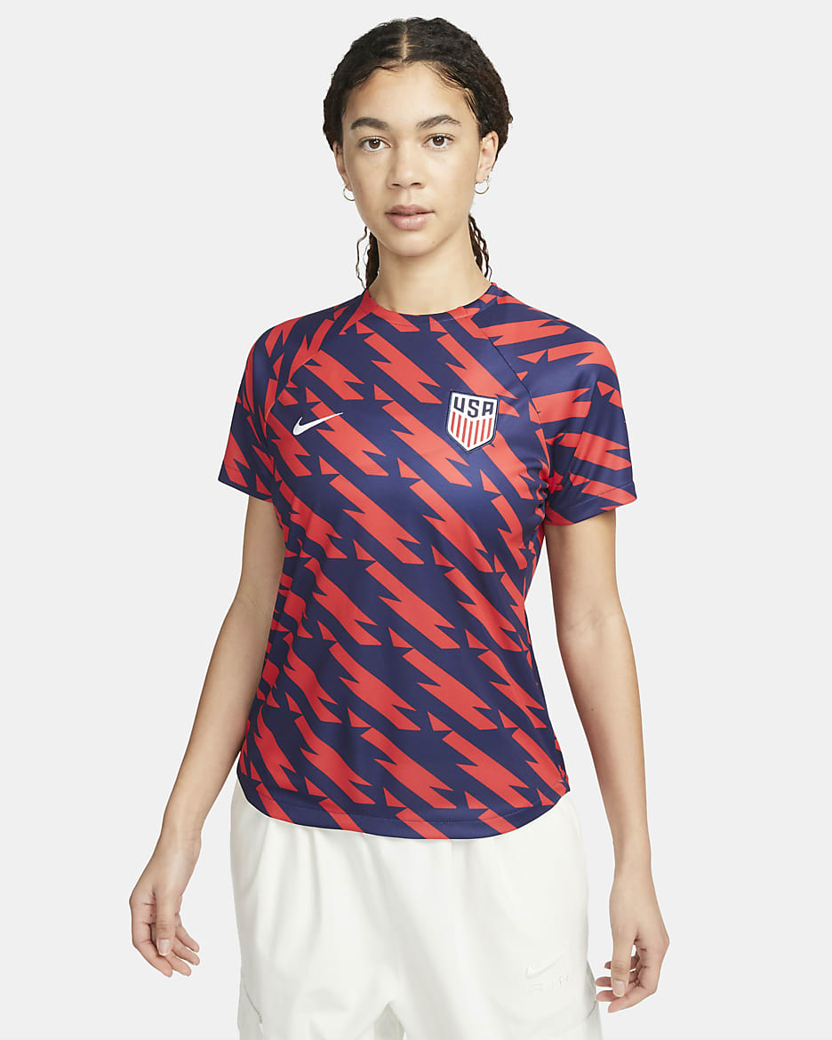 Playera de fútbol Nike Dri-FIT para mujer U.S. Academy Pro - Rojo velocidad/Blanco