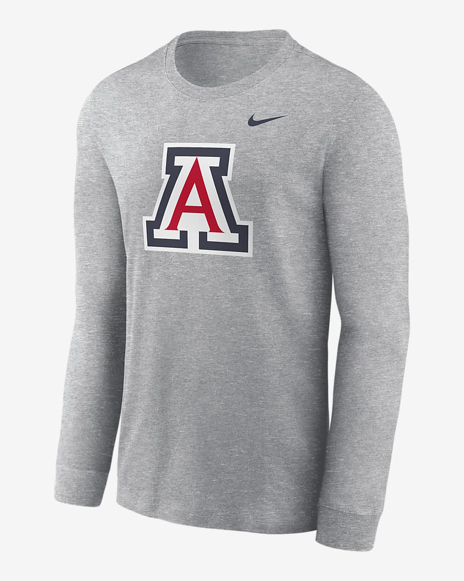 Arizona Wildcats Primary Logo Men's Nike College Long-Sleeve T-Shirt - Dark Grey Heather