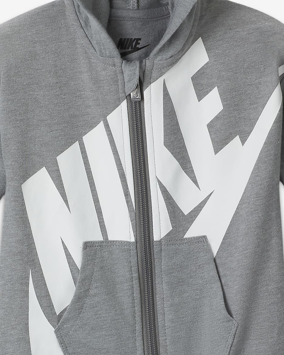 Nike Baby (0–12M) Full-Zip Overalls - Dark Grey Heather