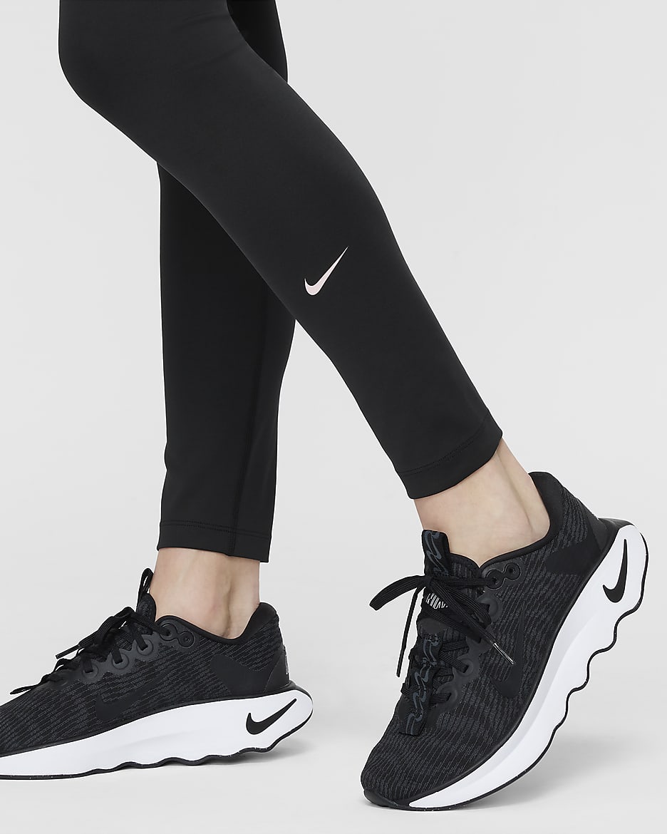 Nike Dri-FIT One Older Kids' (Girls') Leggings - Black/Sunset Pulse