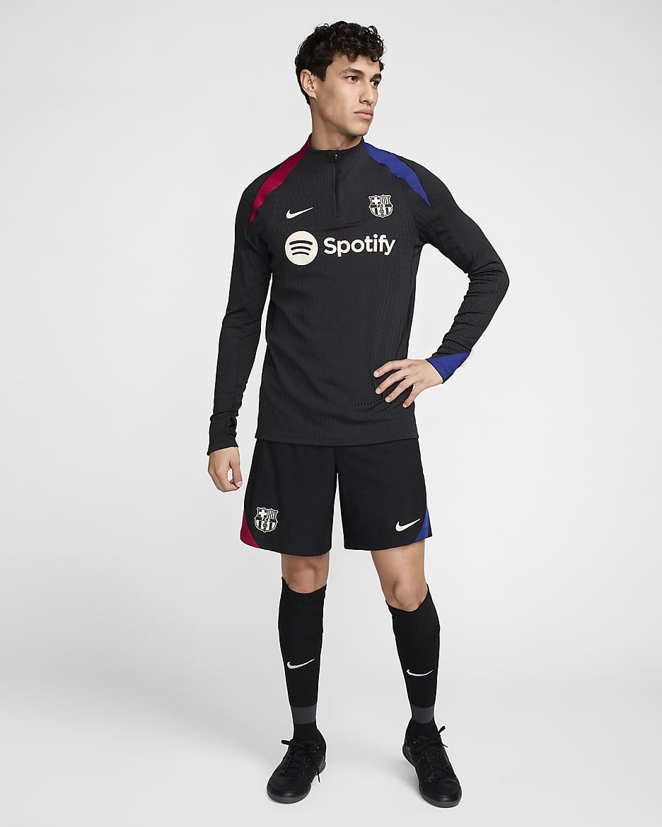 Short de foot en maille Nike Dri-FIT ADV FC Barcelona Strike Elite pour homme - Noir/Noble Red/Deep Royal Blue/Light Orewood Brown