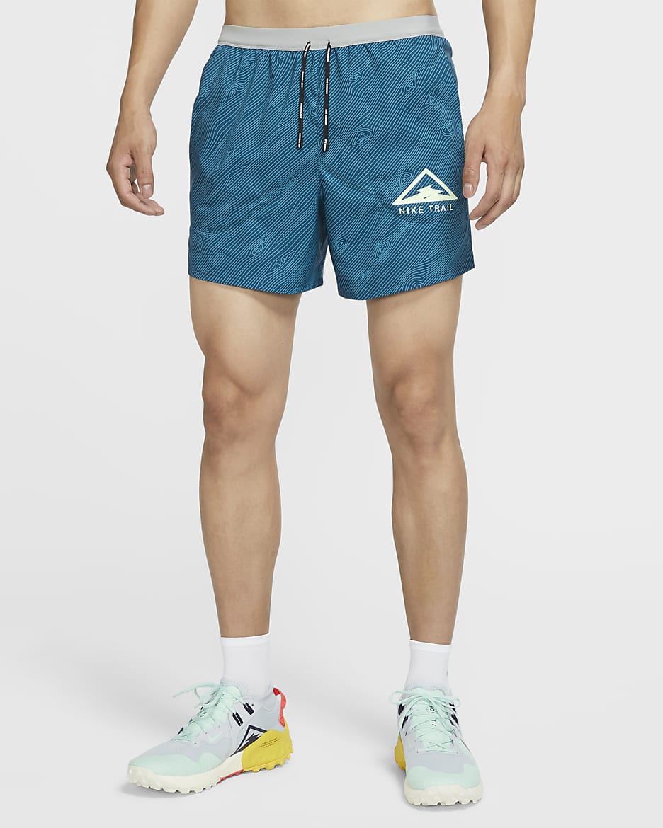 Nike Flex Stride Men's 5" Trail Running Shorts - Valerian Blue/Particle Grey/Barely Volt