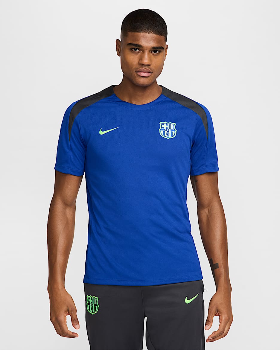 Tercera equipación FC Barcelona Strike Camiseta de fútbol de tejido Knit y manga corta Nike Dri-FIT - Hombre - Old Royal/Anthracite/Anthracite/Lime Blast