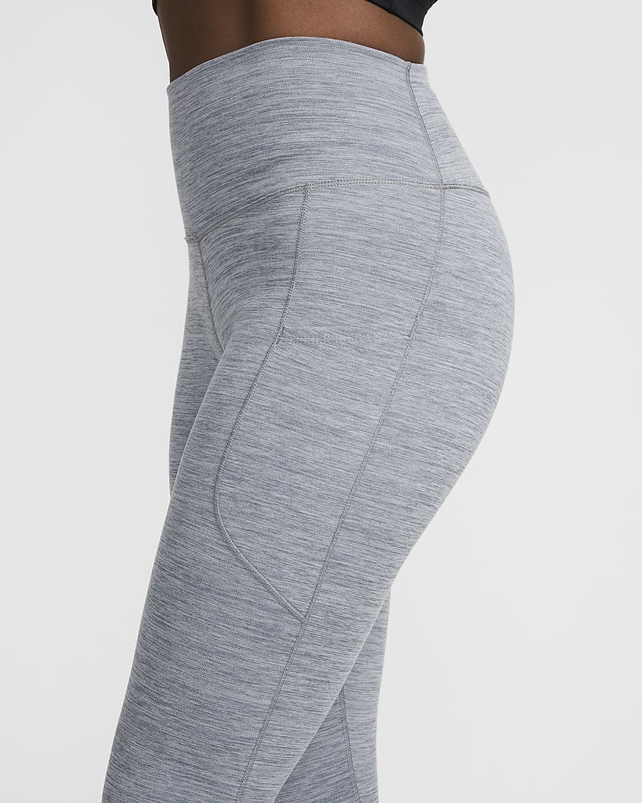 Leggings tiro alto de 7/8 con bolsillos para mujer Nike One - Gris humo/Jaspeado/Negro