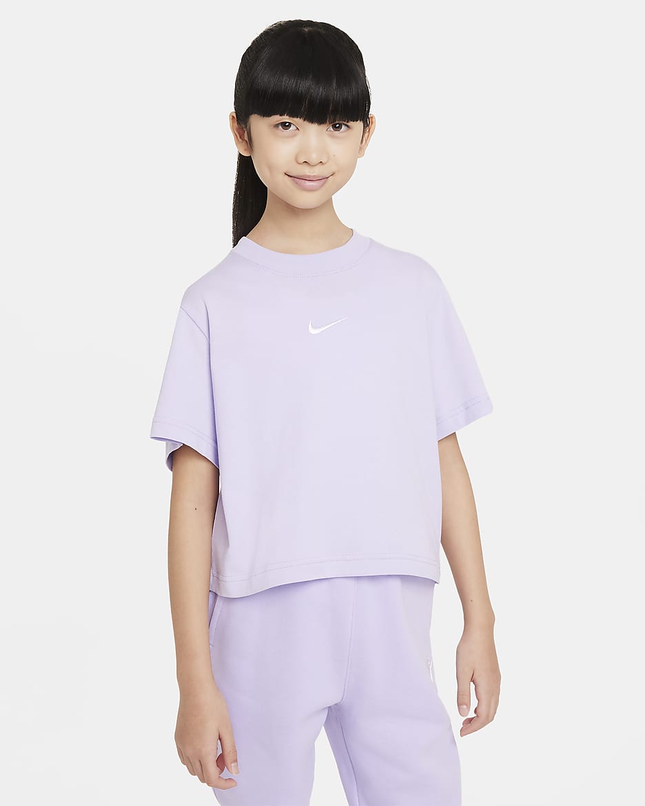 Nike Sportswear 大童 (女童) T 恤 - Hydrangeas/白色