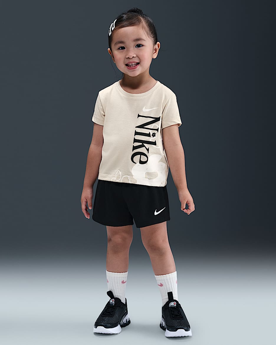 Nike Toddler Wild Flower T-Shirt and Mesh Shorts Set - Black