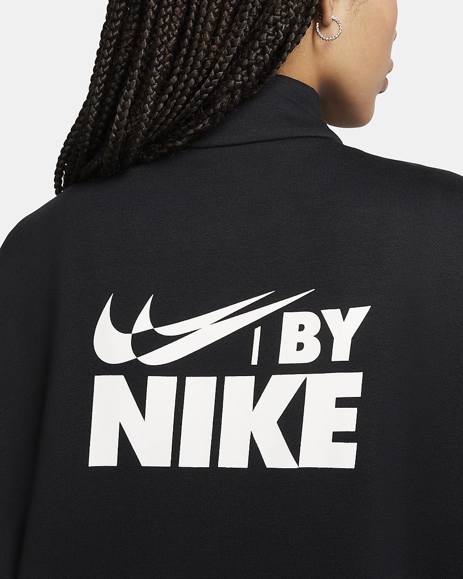 Nike Sportswear Women's Oversized 1/4-Zip Fleece Top - Black/Sail