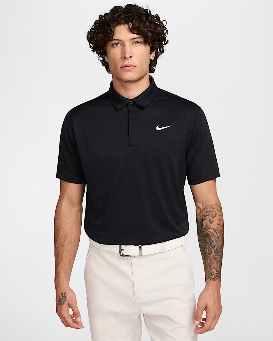 Nike Tour Dri-FIT Jakar Erkek Golf Polo Üstü - Siyah/Siyah/Beyaz