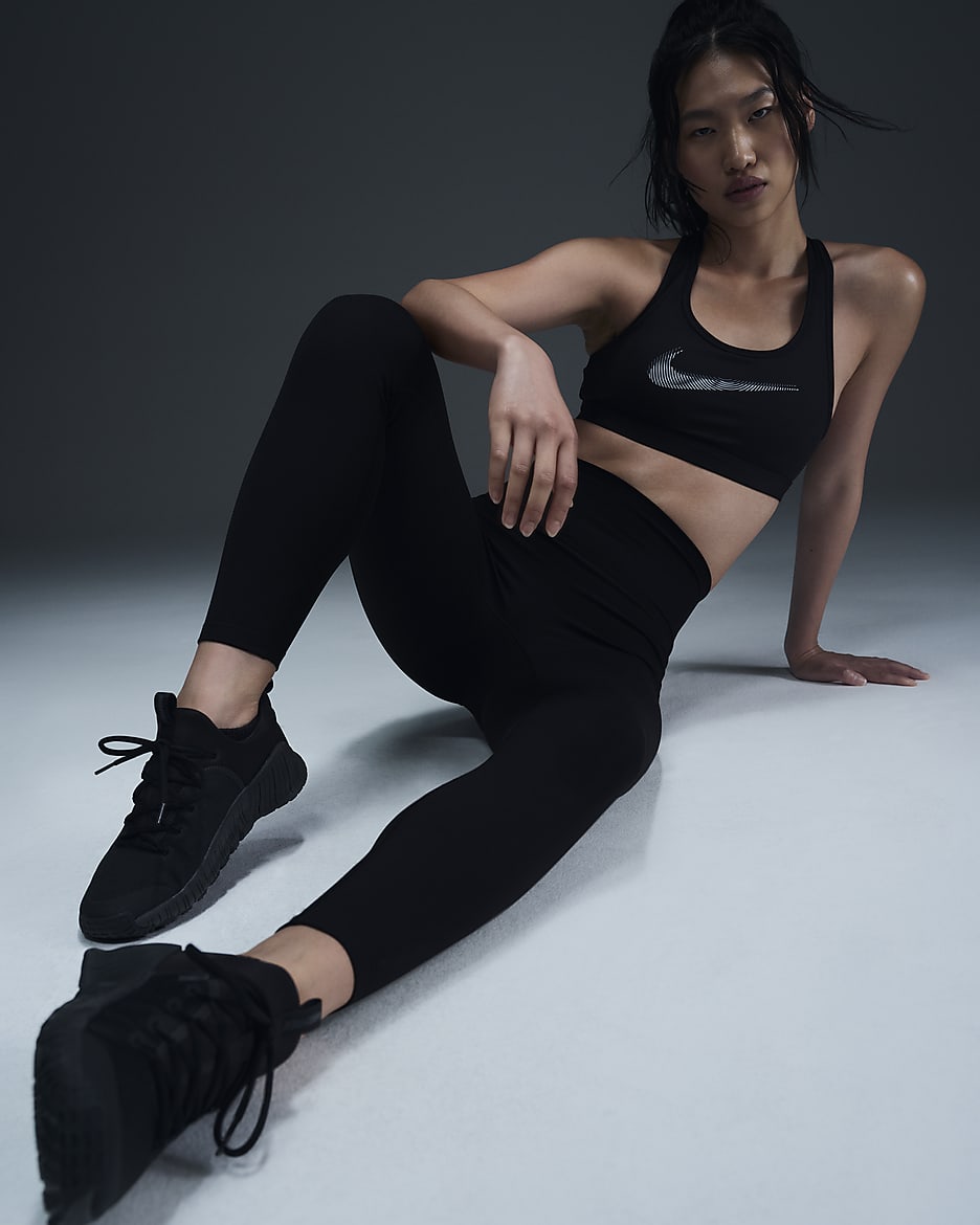 เลกกิ้งขายาวเอวสูงผู้หญิง Nike One Seamless Front - ดำ/ดำ