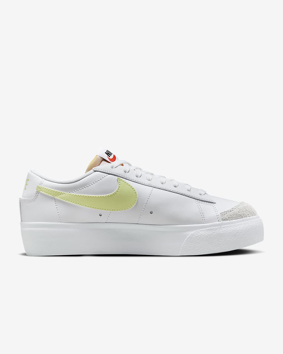 Nike Blazer Low Platform Women's Shoes - White/Team Orange/Black/Life Lime