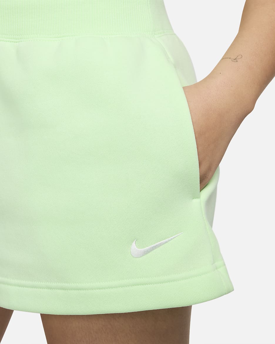 Shorts de ajuste holgado y tiro alto para mujer Nike Sportswear Phoenix Fleece - Verde vapor/Vela