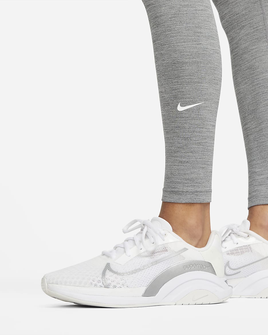 Leggings de tiro alto para mujer Nike One - Gris hierro/Jaspeado/Blanco