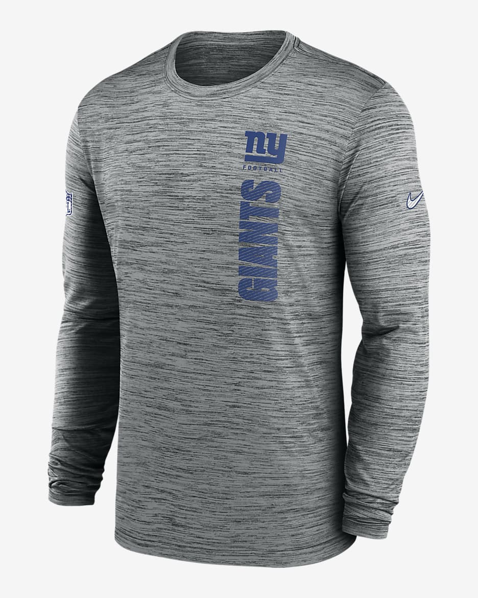 New York Giants Sideline Velocity Men's Nike Dri-FIT NFL Long-Sleeve T-Shirt - Grey Heather