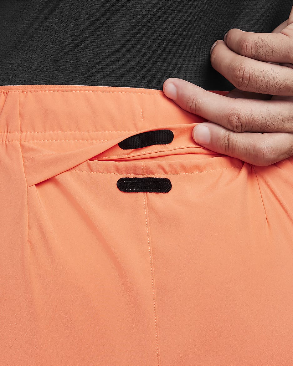 Nike Challenger Men's Dri-FIT 13cm (approx.) Brief-lined Running Shorts - Light Wild Mango/Vintage Coral/Black