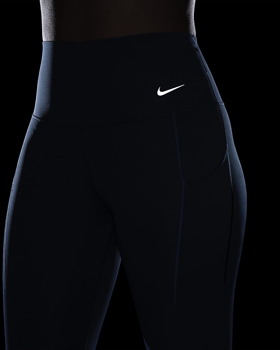 Legging long taille haute à maintien normal avec poches Nike Universa pour femme - Armory Navy/Noir