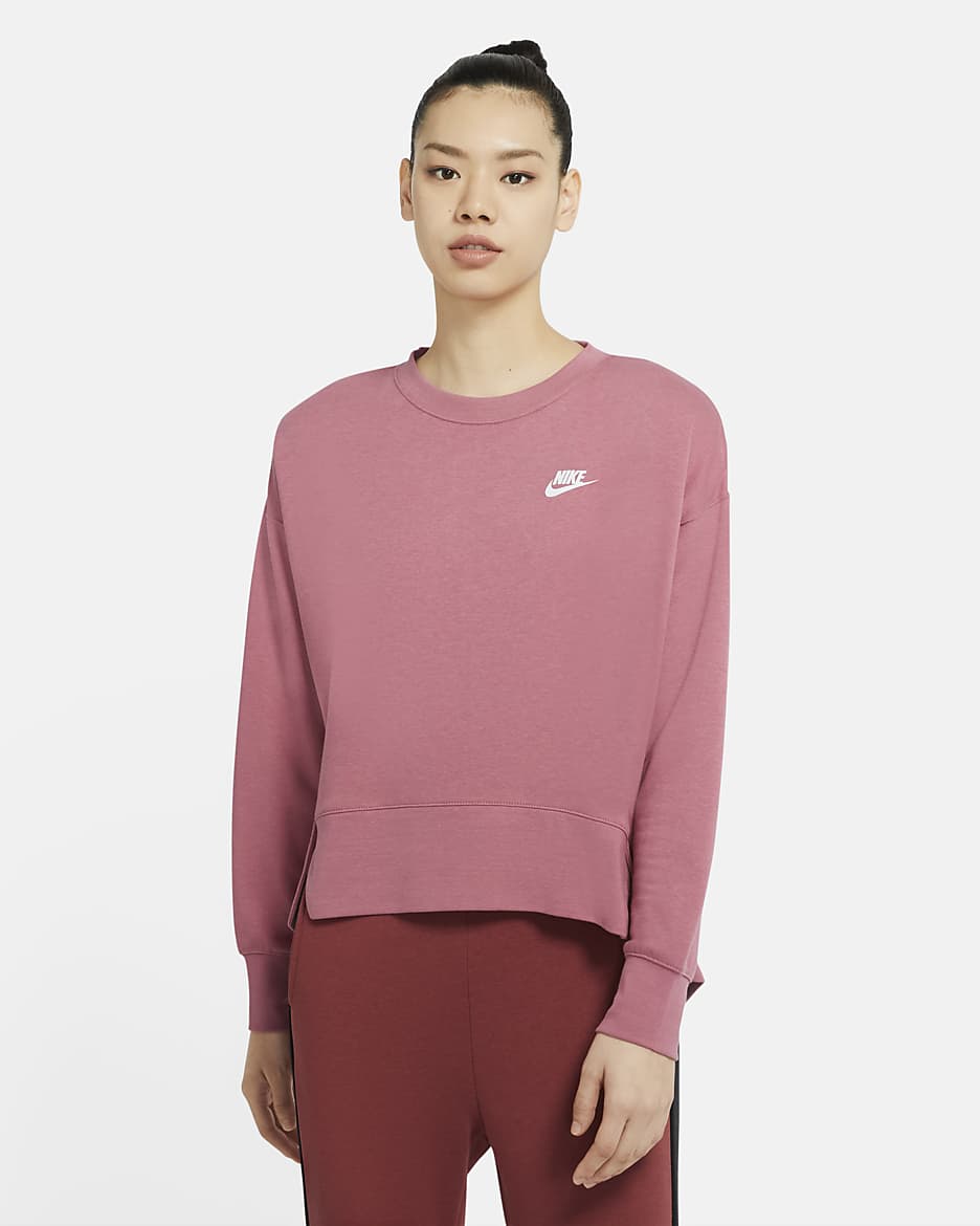 Nike Sportswear Club Women's Fleece Crew - Desert Berry/Desert Berry/White
