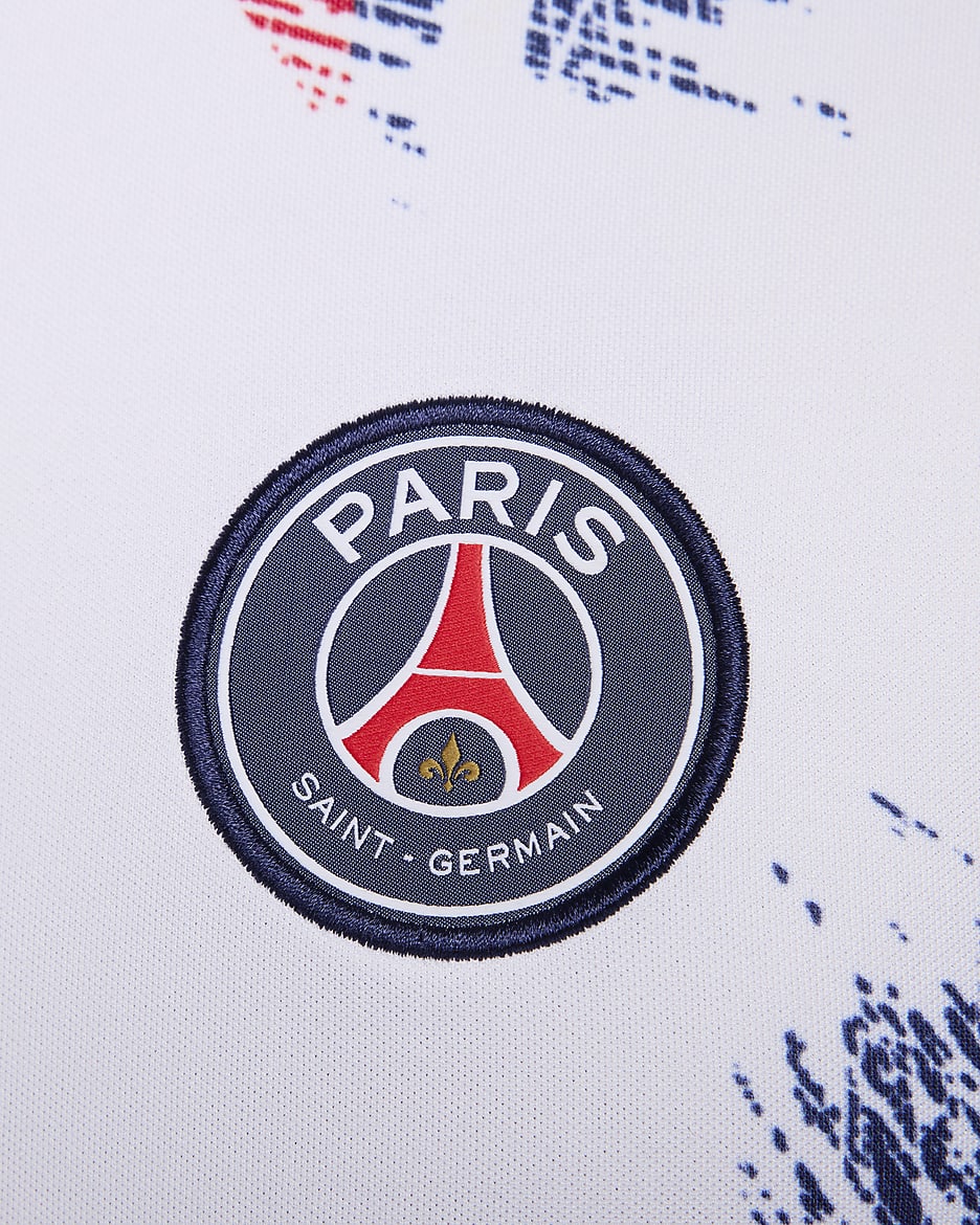 Paris Saint-Germain Academy Pro Away Nike Dri-FIT Pre-Match Kurzarm-Fußballoberteil (Herren) - Weiß/Midnight Navy/Midnight Navy