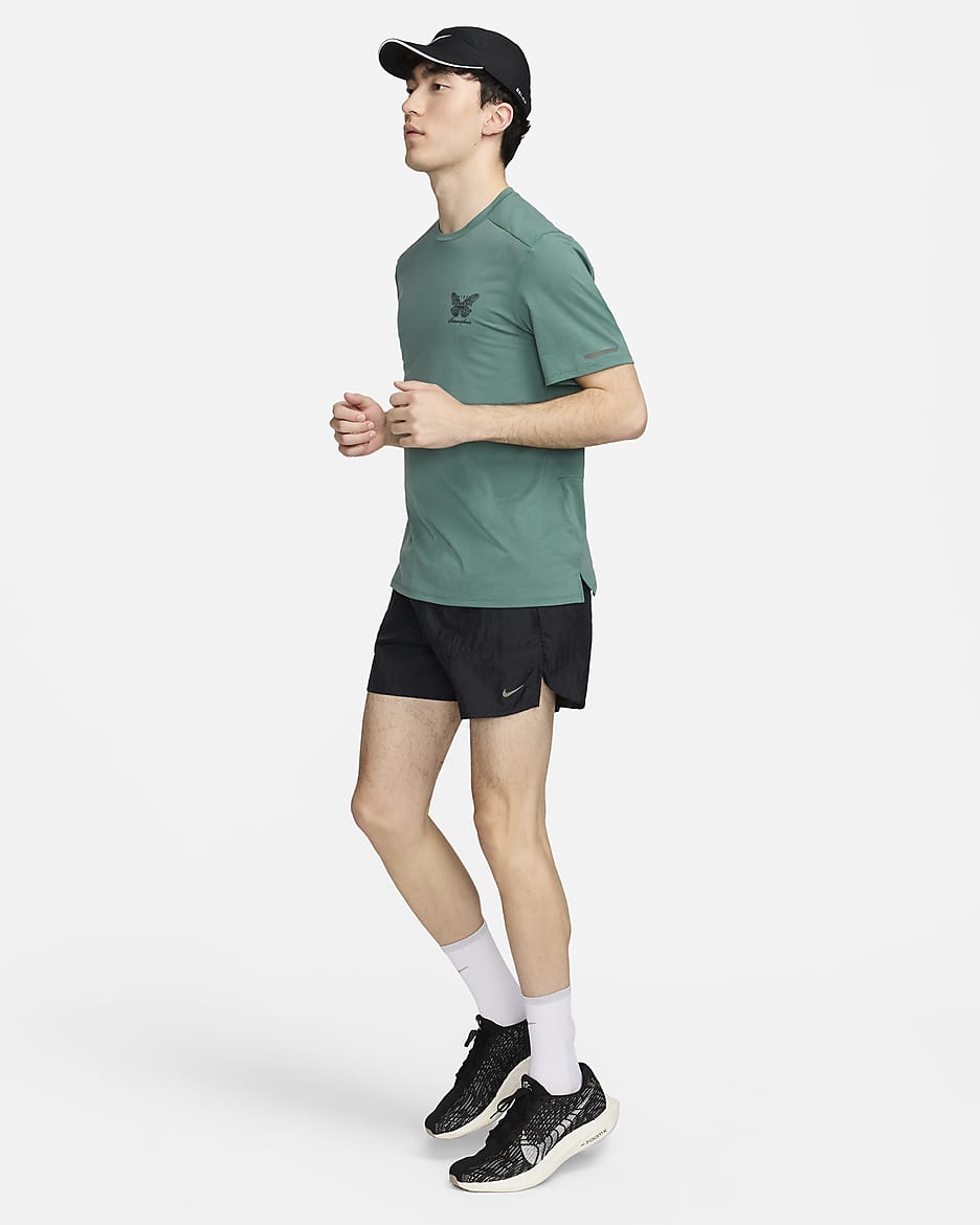 Nike Rise 365 Running Division Men's Dri-FIT Running Top - Bicoastal/Barely Green/Black