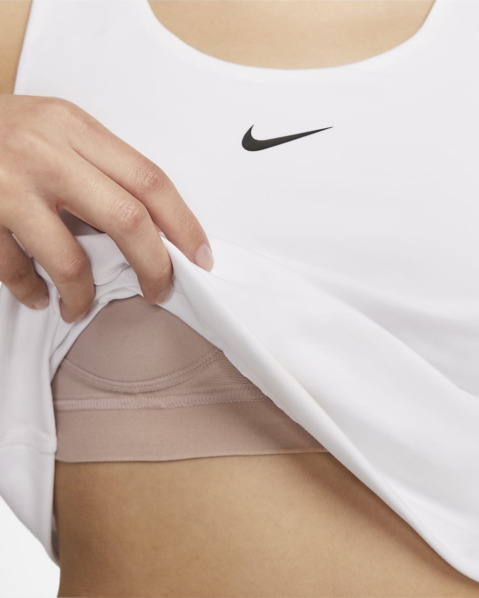 Nike Swoosh Women's Medium-support Padded Sports Bra Tank - White/Stone Mauve/Black