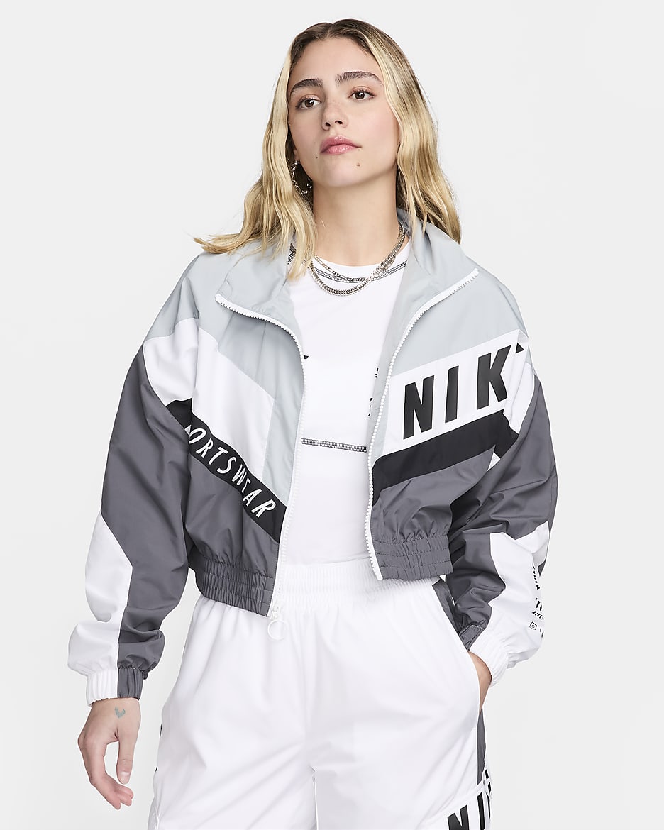 Nike Sportswear Damenjacke aus Webmaterial - Iron Grey/Light Pumice/Weiß