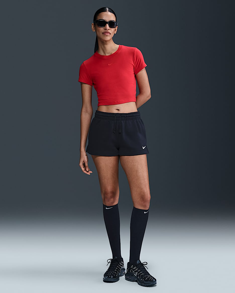 Nike Sportswear Phoenix Fleece Pantalons curts de cintura mitjana de 5 cm - Dona - Negre/Sail