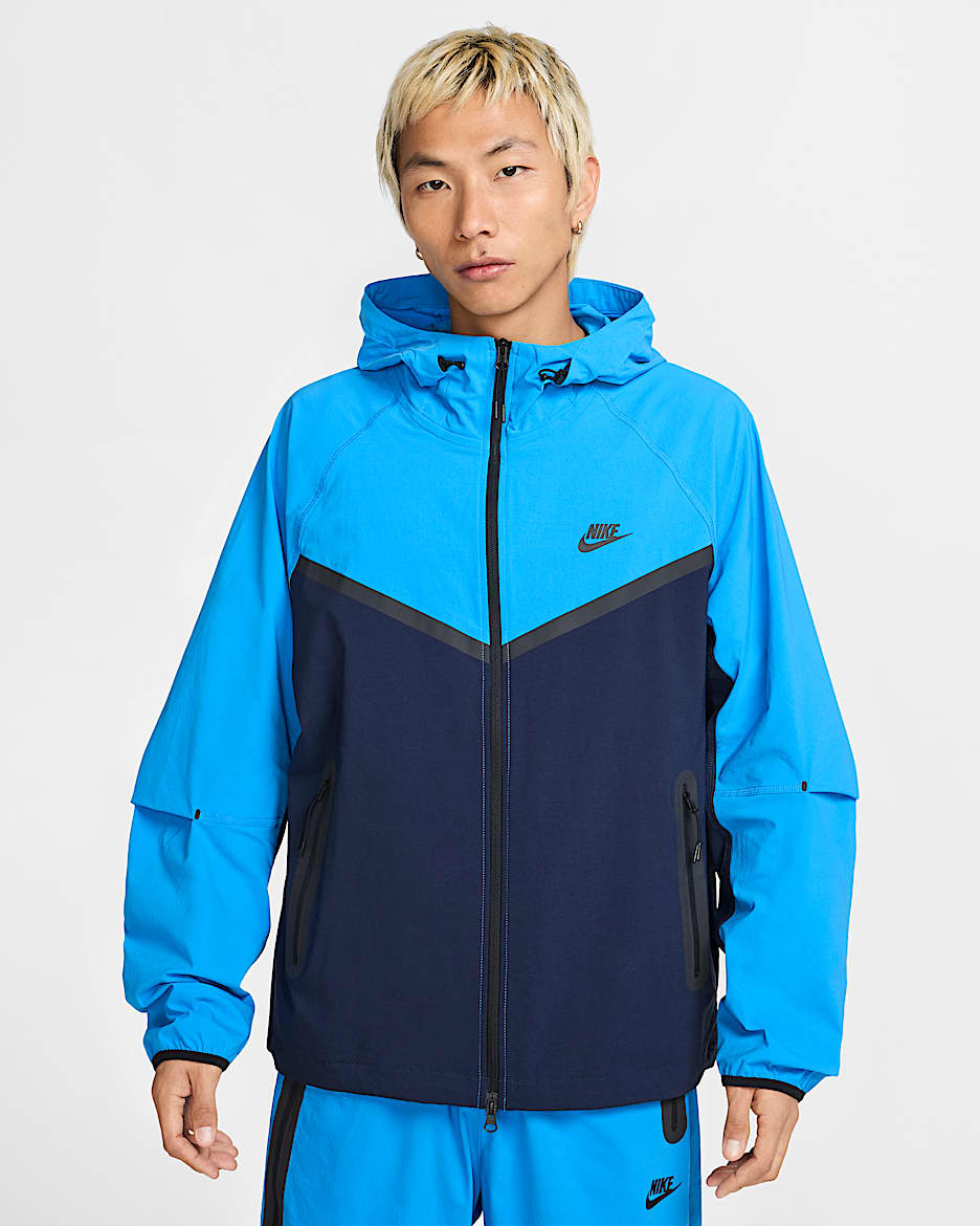 Nike Tech Men's Woven Full-Zip Windrunner Jacket - Obsidian/Light Photo Blue