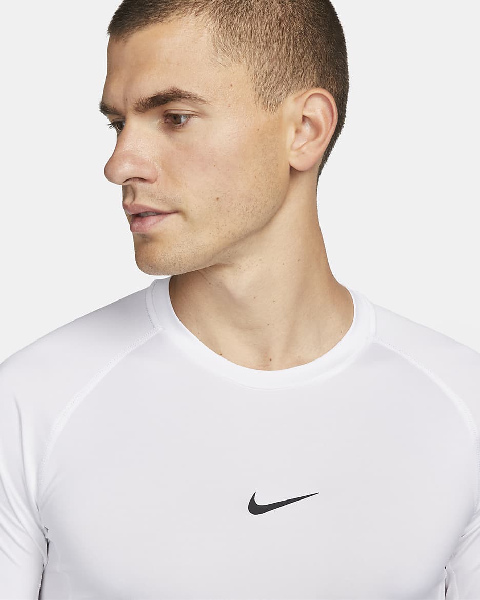 Nike Pro Camiseta de fitness Dri-FIT de manga larga ceñida - Hombre - Blanco/Negro