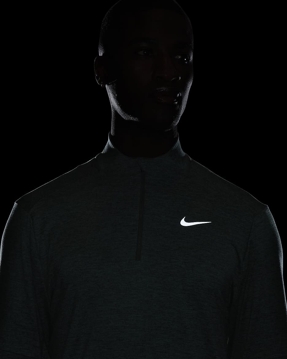 Nike Dri-FIT hardlooptop met halflange rits voor heren - Vintage Green/Bicoastal/Heather