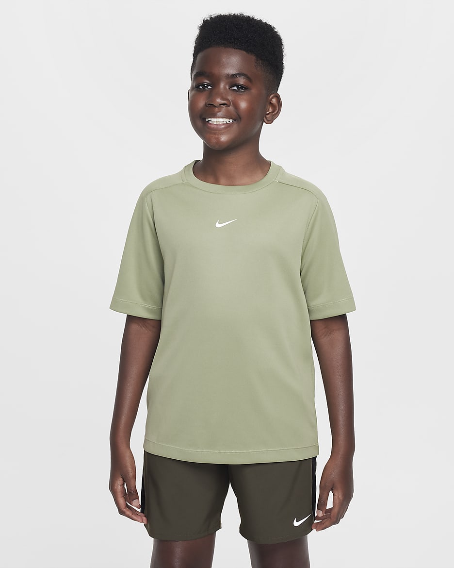 Maglia da training Dri-FIT Nike Multi – Ragazzo - Oil Green/Bianco