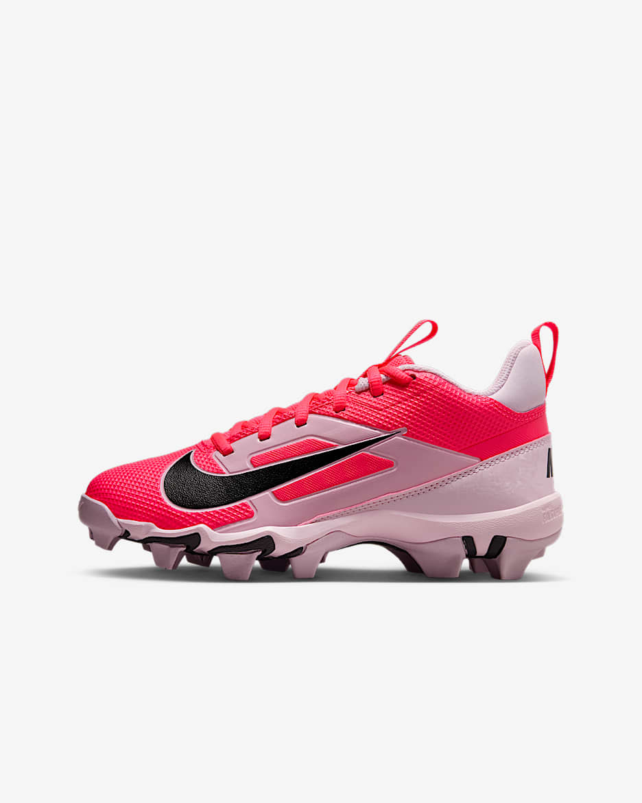 Tacos de fútbol para niños grandes Nike Alpha Menace 4 Shark - Rosa carrera/Espuma rosa/Gris humo oscuro/Gris humo oscuro