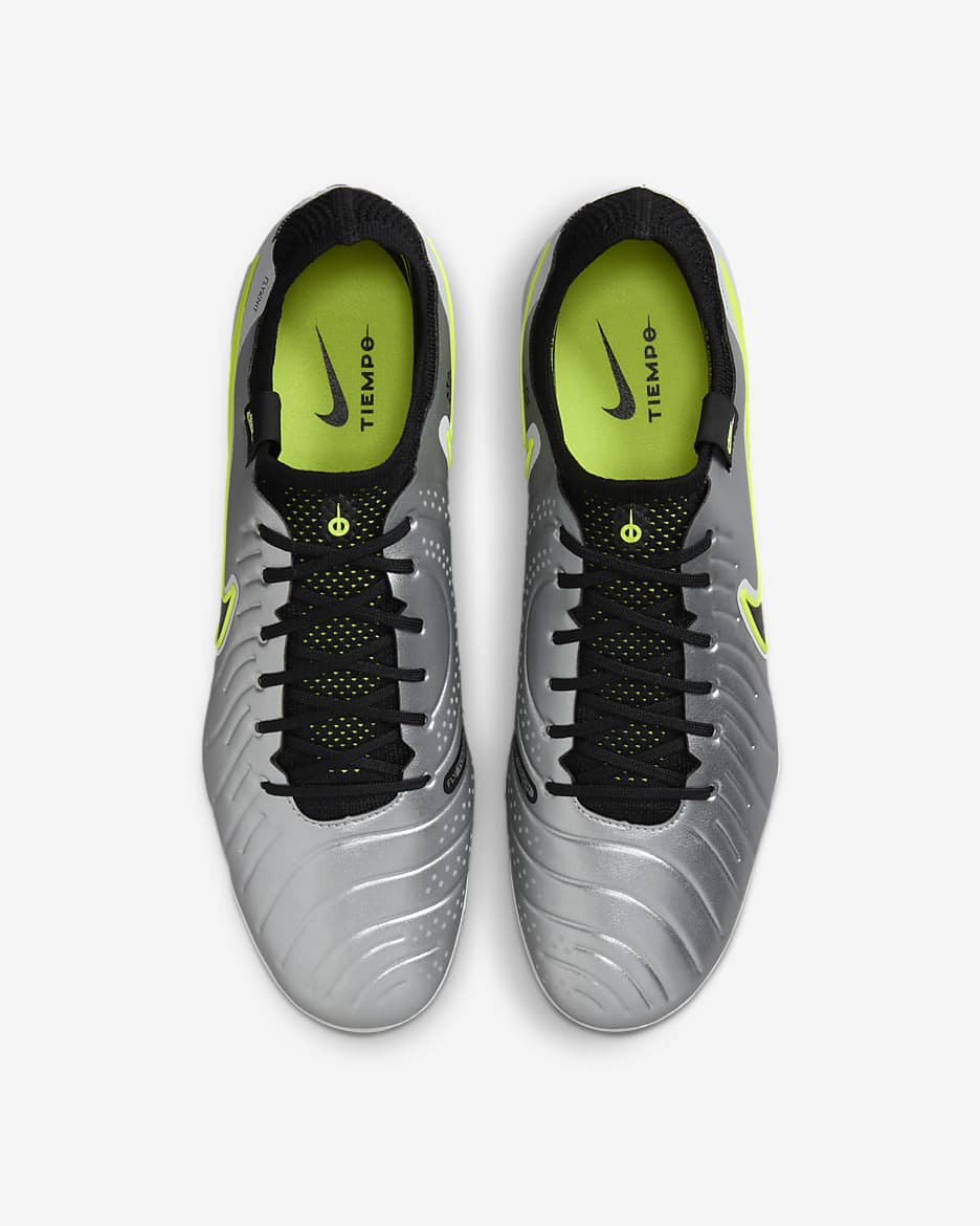 Nike Tiempo Legend 10 Elite Artificial-Grass Football Boot - Metallic Silver/Volt/Black