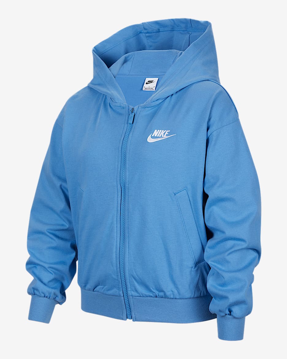 Nike Sportswear Older Kids' (Girls') Full-Zip Hoodie - Blue Beyond/White