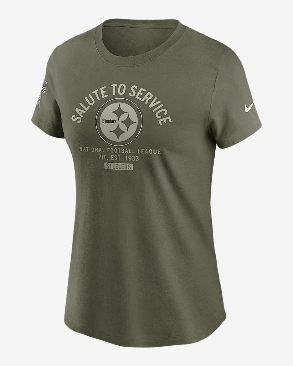 Pittsburgh Steelers Salute to Service Sideline Women's Nike NFL T-Shirt - Olive