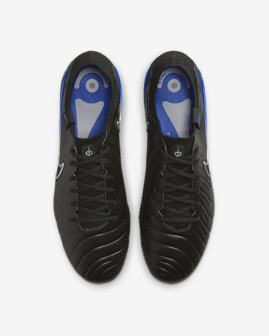 Nike Tiempo Legend 10 Elite Firm-Ground Low-Top Soccer Cleats - Black/Hyper Royal/Chrome