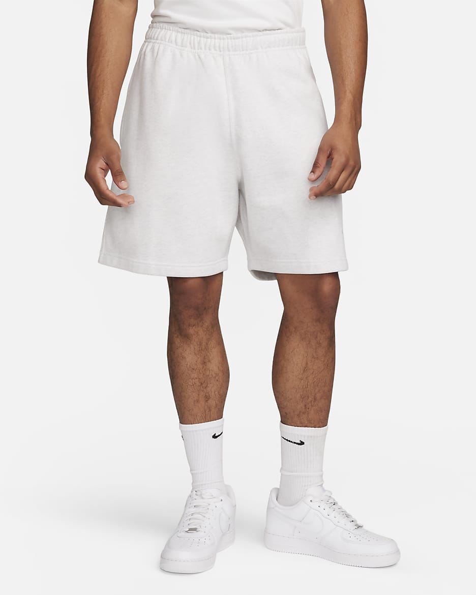 Shorts in fleece Nike Solo Swoosh – Uomo - Birch Heather/Bianco