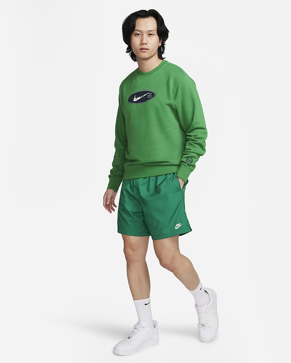 Nike Sportswear Men's French Terry Crewneck Sweatshirt - Aloe Verde/Midnight Navy/Aloe Verde