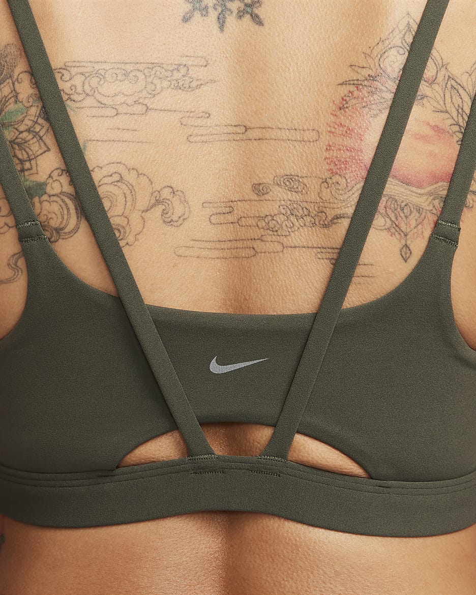 Nike Zenvy Strappy Women's Light-Support Padded Sports Bra - Cargo Khaki/White