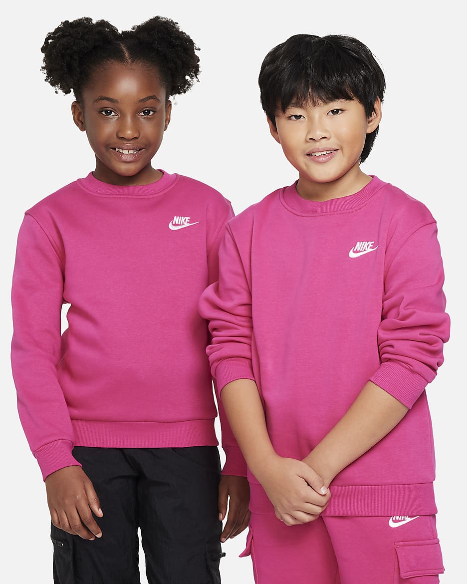 Nike Sportswear Club Fleece Big Kids' Sweatshirt - Fireberry/White