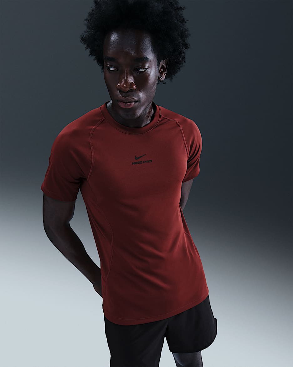 Nike Pro Training Men's Dri-FIT Short-Sleeve Top - Dark Team Red/Black